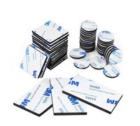 Zeeorymn 30 Pieces Double Face Extra Strong, Black, 5 cm x 3 cm x 3 mm (rectangles), 4 cm x 4 cm x 3 mm (squares), 4 cm x 4 cm x 3 mm (rounds), Double Face Adhesive Tape