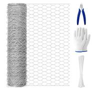 Zeeorymn Chicken Wire Mesh Roll 40cm × 5m, Galvanized Hexagonal Wire Mesh Fencing with Gloves, Cutting Pliers and 50 Cable Ties for DIY Craft, Garden, Pet and Chicken Fencing (40cm × 5m)