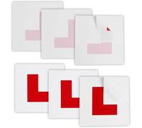 Zeeorymn L Plates for Learner Drivers, 6-Pack Set with 3 Self-Adhesive and 3 Electrostatic Plates, Red
