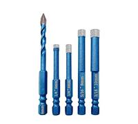 Zeeorymn Porcelain Tile Dry Drill Bits Set,Diamond Hole Saw Kit,6mm+6/6/8/10mm with Quick Change Hex Shank for Granite, Marble, Porcelain, Glass, Stone