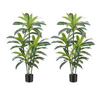 ZEEOZE 120cm Artificial Dracaena Plant Large Fake Plants with Black Planter Artificial Plants Indoor Faux Plant for Indoors Home Living Room Decor Bedroom Office House Hallway Decoration (2Pack)