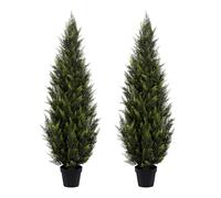 ZEEOZE 150cm Artificial Cedar Topiary Trees (2 Pack) - UV Resistant Faux Evergreen Shrubs Extra Dense Foliage Realistic Fake Pine Cypress Plants Easy Assembly for Front Porch Garden Indoor Office