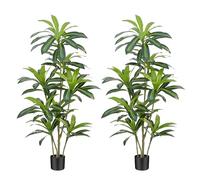ZEEOZE 150cm Artificial Dracaena Plant Large Fake Plants with Black Planter Artificial Plants Indoor Faux Plant for Indoors Home Living Room Decor Bedroom Office House Hallway Decoration (2Pack)