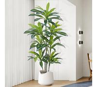 ZEEOZE 180cm Artificial Dracaena Plant Large Fake Plants with Black Planter Artificial Plants Indoor Faux Plant for Indoors Home Living Room Decor Bedroom Office House Hallway Decoration (1Pack)