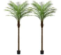 ZEEOZE 240cm Artificial Phoenix Palm Tree Tall Artificial Palm Trees with 18 Adjustable Leaves,Faux Phoenix Palm Plants for Outside Patio Pool Home Office Living Room Yard (2Pcs,240cm)
