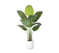ZEEOZE Artificial Bird of Paradise Plant 120cm Tall Fake Tropical Palm Tree Large Fake Plants with 9 Silk Banana Leaves Faux Plant Indoor Decor Trees with White Pot for Home Bedroom Living Room Decor
