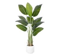 ZEEOZE Artificial Bird of Paradise Plant 150cm Tall Fake Tropical Palm Tree Large Fake Plants with 10 Silk Banana Leaves Faux Plant Indoor Decor Trees with White Pot for Home Bedroom Living Room Decor