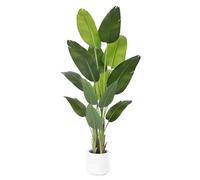 ZEEOZE Artificial Bird of Paradise Plant 180cm Tall Fake Tropical Palm Tree Large Fake Plants with 13 Silk Banana Leaves Faux Plant Indoor Decor Trees with White Pot for Home Bedroom Living Room Decor