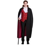 Zeepair Vampire Costume Men Halloween Adult Costumes Medieval Renaissance Victorian Gothic Deluxe 5PCS Cloak Cosplay Party