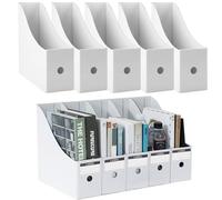 ZEEREE Magazine Holder, Pack of 10 Kraft Paper File Holder, A4 Desk Magazine File, Cardboard Desk Organiser for File Folders, Stationery, Office Supplies White