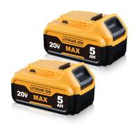 ZEERISA 18V/20V Max 5.0Ah Li-ion Battery Replacement for Dewalt Battery Compatible with DCB200 DCB204 DCB206 DCB201 DCB203 DCB181 DCB180 20V DCD/DCF/DCG/DCS Series with LED Indicator 2Pack