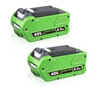 ZEERISA 6.0Ah 29462 29472 Lithium 40V Battery Replacement Compatible with GREENWORKS 40Volt 40V 29472 29462 2901319 24282 24252 25322 21332 20672 20312 21362 26272 G-Max Garden Tools (6.0Ah 2 PACK)