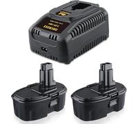 ZEERISA DC9096 18V 6.0Ah 2pack and Charger Cmobo Replacement for Dewalt 18V Battery DC9096 DC9099 DC9098 DW9099 DW9098 18Volt Battery + DC9310 Dewalt Charger for 7.2-18V Ni-Cad Ni-Mh