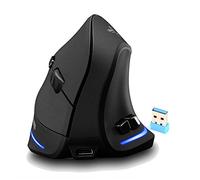Zeerkeer Vertical Mouse Mice 2.4G Wireless,Vertical Ergonomic USB Rechargeable Mouse 1000/1600 /2400 DPI, 6 Buttons with Software to Customize, Optical Mouse for Laptop, Desktop, PC(Black)