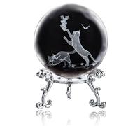 ZEERSHEE 3D Cat Crystal Ball Glass Laser Engraved Cats Paperweights Decorative Ball with Stand Crystal Cat Gifts for Cats Lovers