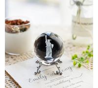 ZEERSHEE 4th of July Decoration 2.3in 3D Laser Statue of Liberty Crystal Ball Paperweight with Stand New York Souvenirs Gifts for Women Men Friends