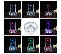 ZEERSHEE Multicolor LED Light Base RGB Lighting Stands Round Display Base for Crystal 3D Glass Art Lighted Up Pedestals for Desktop and Room Decoration(Flat)