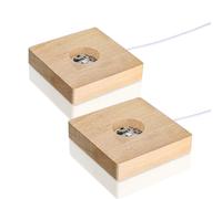 ZEERSHEE Pack 2 Multicolor LED Display Base Led Lights Wooden Square Stand for Acrylic 3D Crystal Glass Resin Art