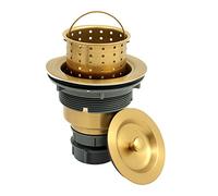 Zeesink Gold Kitchen Sink Drain,Gold Sink Strainer,Kitchen Sink Drain Assembly,Kitchen Sink Drain Strainer with Removable Deep Waste Basket,Fit for Kitchen Sink Opening Size 3 1/2"