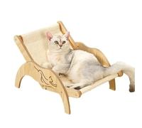 Zeetan 2 in 1 Cat Scratcher Cat Hammock Bed, Angle Adjustable Wooden Cat Beach Chair, Cat Furniture for Indoor Outdoor,sisal