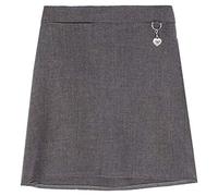 Zeetaq Girls School Uniform Lycra Plain Skirt Elasticated Back with Heart Attachment UK Age 2-16 Years (Grey, 3-4 Years)
