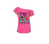 Zeetaq Ladies I Love The 80's T-Shirt Fancy Dress Costume Neon Festival Women's Outfit UK Size 8-26 (Pink Love 90's, M-L)