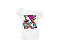Zeetaq Ladies I Love The 80's T-Shirt Fancy Dress Costume Neon Festival Women's Outfit UK Size 8-26 (White Love 90's, XXL)