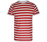 Zeetaq Mens Womens Striped T-Shirt Casual Summer Top Kids Fancy Party Dress Costume Book Week Accessories (Red & White, Mens XX-Large)
