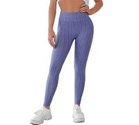 Zeetaq Womens Girls Waffle Textured Honeycomb Design Fashion Leggings Ladies Gym Sport Workout Bottom Leggings Yoga Pants Light Purple