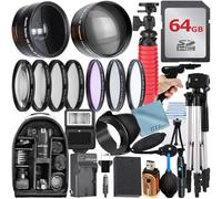ZeeTech 49mm Accessory Bundle for Canon EOS: R100, R50, R10, M5, M6 Mark II, M6 + LP-E17 Battery + 64GB Memory Card + Telephto Lens + Filter Kit + Backpack + Tripod + Battery Charger + More