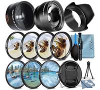 ZeeTech 49mm Accessory Bundle for Canon EOS: R50, R100, M5, M6 Mark II, M6, R10, R7 + Wide Angle + Telephoto Lens + 4 Pieces Close-Up Lens Filter Kit + More (19pc Bundle)