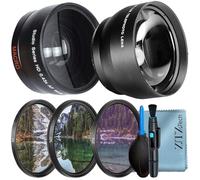 ZeeTech 49mm Accessory Bundle for Canon EOS: R50, R100, M5, M6 Mark II, M6, R10, R7 + Wide Angle + Telephoto Lens + Filter Kit + More (8pc Bundle)