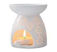 ZEEWIZZ !BIG SIZE! 9.8 x 9.8 x 11.5 cms Wax Melt EssentialOil Burner White -Star Pattern, Ceramic Aroma Burners Assorted Wax Warm Aromatherapy Holder Candle Scented Diffuser Home Bedroom