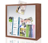 ZEEYUAN 12x12inch Travel Adventure Archive Shadow Box for Memories Life in a Box Shadow Box with Slot, Top Loading Tickets Keepsake Box Frame Travel Gift