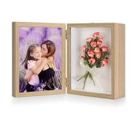 ZEEYUAN 4x6 Small Shadow Box Picture Frame Hinged Double Frame with Display Case, 4x6 Desktop Picture Frame with Glass Front Stand Vertical Tabletop,Christmas Valentines Aniversary Gifts for Womens
