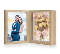 ZEEYUAN 5x7 Shadow Box Picture Frame Double Hinged Display Case, 5x7 Couples Picture Frame Shadow Box Glass Front Stand Vertical Tabletop, Mothers Day Christmas Valentines Aniversary Gifts for Women