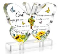 ZEEYUAN Christian Gift for Women, Inspirational Gifts for Girl, Acrylic Butterfly with Bible Verse and Prayers Religious Gifts Scripture for Home,Office Decor