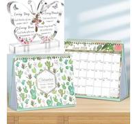 ZEEYUAN Desk Calendar 2026-2027 Acrylic Butterfly with Bible Verse