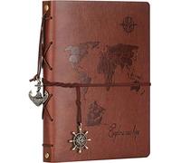 ZEEYUAN Photo Album Scrapbook World Map DIY Scrap Book Leather Album Scrapbook 60 Pages Vintage Memory Book for Birthday Valentines Anniversary