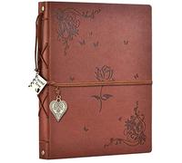 ZEEYUAN Scrapbook Album Leather Photo Album Memories DIY Scrap Book 10.8"x8.6" Large Family Photo Book Refillable 60 Pages for Anniversary Valentines Birthday Gifts Rose Brown