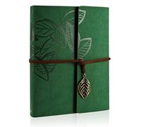 ZEEYUAN Scrapbook, Memories Scrapbook Leaf Soft Leather Album Family Books Special Christmas Gifts Birthday Gifts Unique Gift for Women(Green)