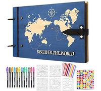 ZEEYUAN Wooden Adventure Book Photo Album 6x4 Scrapbook Travel Scrapbook Album 60 Pages DIY Photo Book Scrapbooking Kits