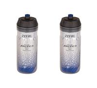 ZEFAL Set Arctica 55 Bicycle Water Bottle Insulated, 550 ml, Odourless, Waterproof Thermal Sports Bottle, BPA-Free, Silver/Blue, Pack of 2