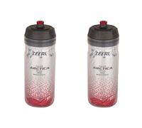 ZEFAL Arctica 55 Water Bottle - 550ml, Bicycle Drinking Bottles - Insulated Bottle - Odourless and Waterproof - BPA-Free Sports Bottle 550ml, Silver/Red, x2 Bottles