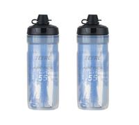Zefal Arctica SC55 Insulated Cycling Water Bottle - Thermal Bottle Keeps Drinks Cold or Warm, Lockable Valve, BPA-Free, Road & MTB - Silver/Blue, 2 x 550ml