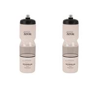 ZEFAL Magnum Pack - Two Large Capacity Bicycle Bottles, Reusable Bike/Mountain Bike and Sport Bottle, BPA-Free - Soft Water Bottle with Screw Lid - Made in France - Black (Translucent), 2 x 975 ml