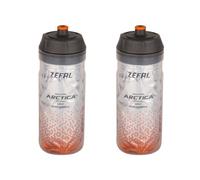 ZEFAL Pack Arctica 55 - Double Pack Bicycle Bottles 550 ml - Isothermal Bicycle Bottle - Odourless and Waterproof - BPA-Free Sports Bottle, Silver/Orange