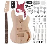 ZEFF DIY Electric Bass Guitar Kits, Basswood Body, Maple Neck and Rosewood Fingerboard, Right, H Pickups, All Accessories Included, Adjustable