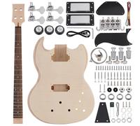 ZEFF DIY Electric Guitar Kit with Basswood Body,4 Strings Electric Guitar Kits W/Maple Neck, Rosewood Fretboard, H Pickups, All Accessories Included