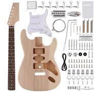 ZEFF DIY Electric Guitar Kit with Basswood Body,6 Strings Electric Guitar Kits W/Maple Neck, Rosewood Fretboard, SSS Pickups, All Accessories Included